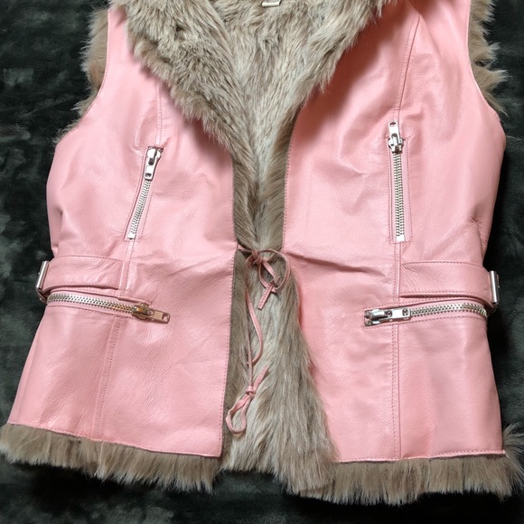 TOGETHER Pink Leather Faux Fur Hooded Vest - Picture 2 of 6
